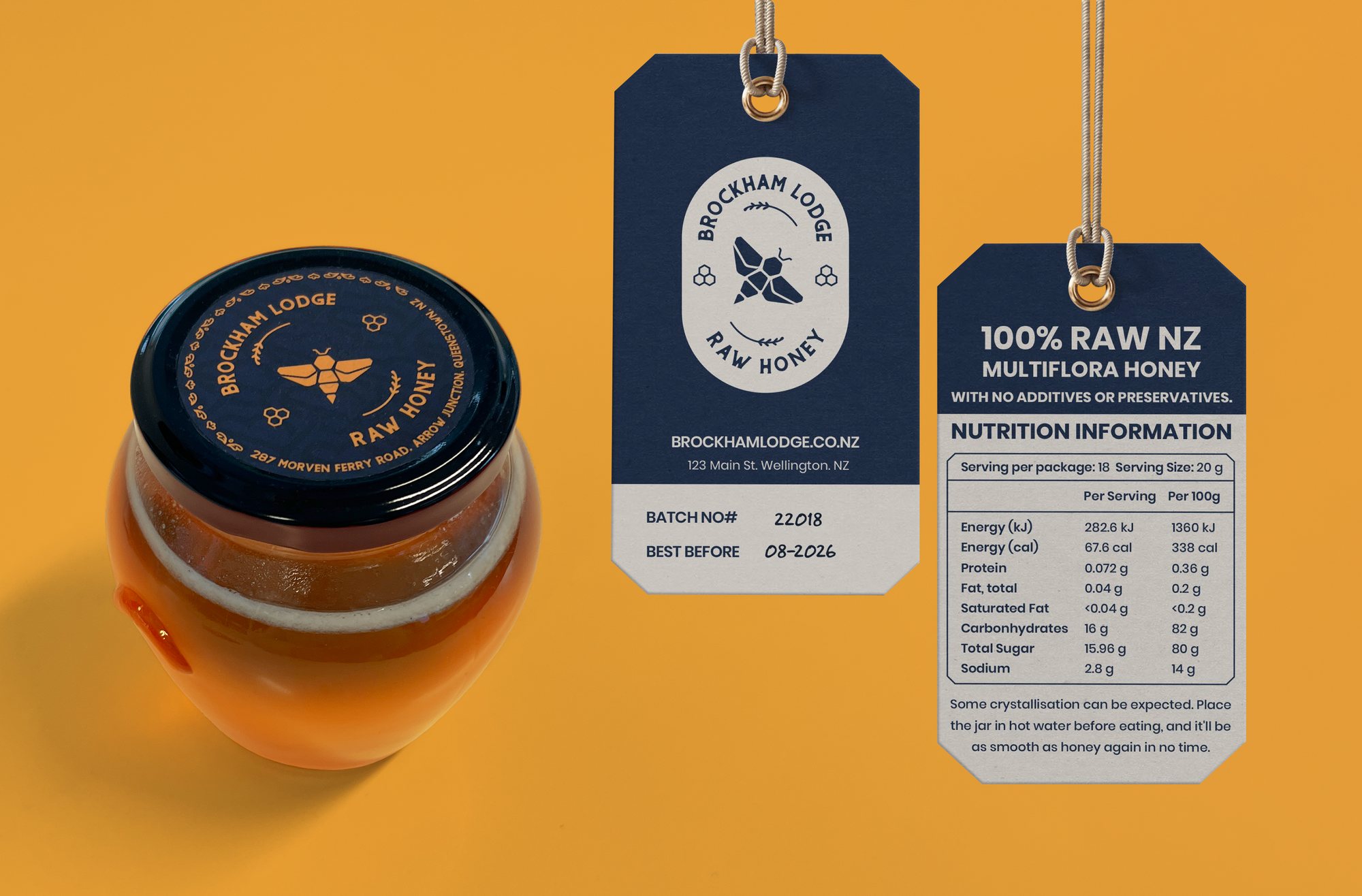 Brockham Lodge honey jar and labels