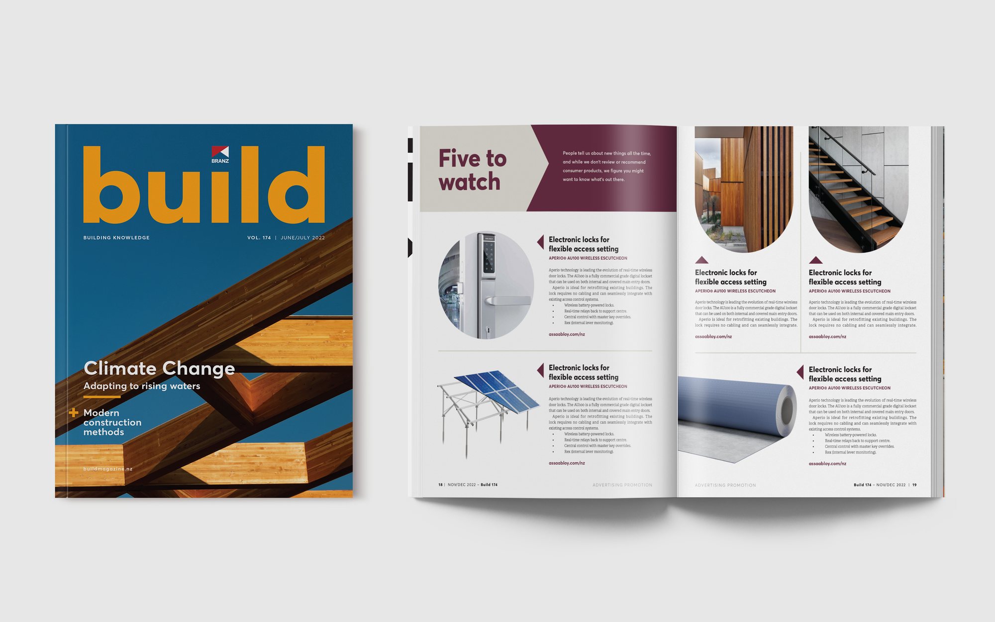 Build magazine cover and a spread