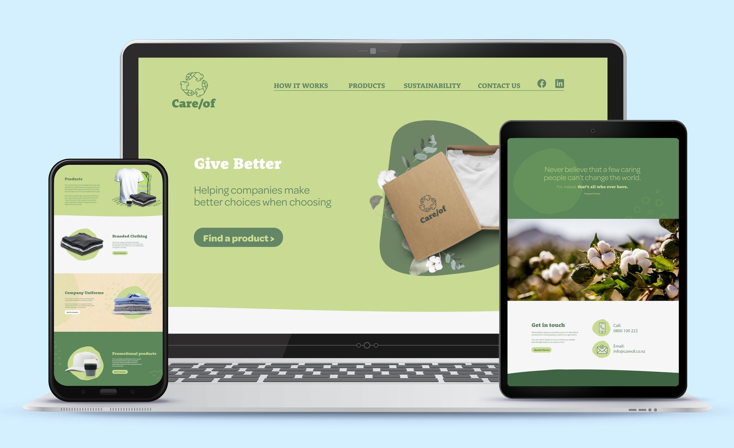 The Care/Of website on laptop, tablet and phone
