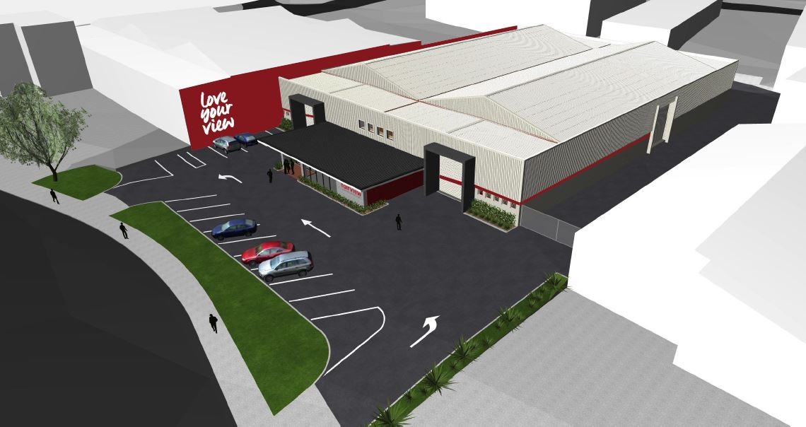 Fairview showroom exterior mock-up