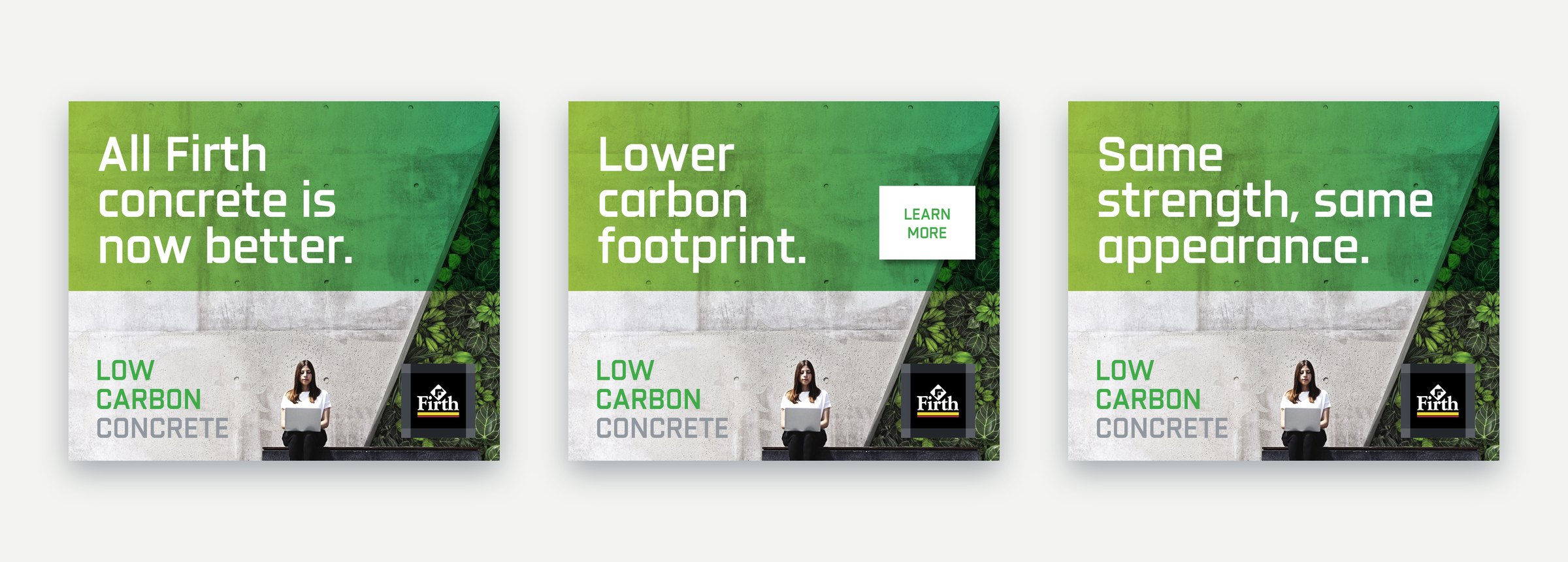 Three Firth Low Carbon Concrete display ads