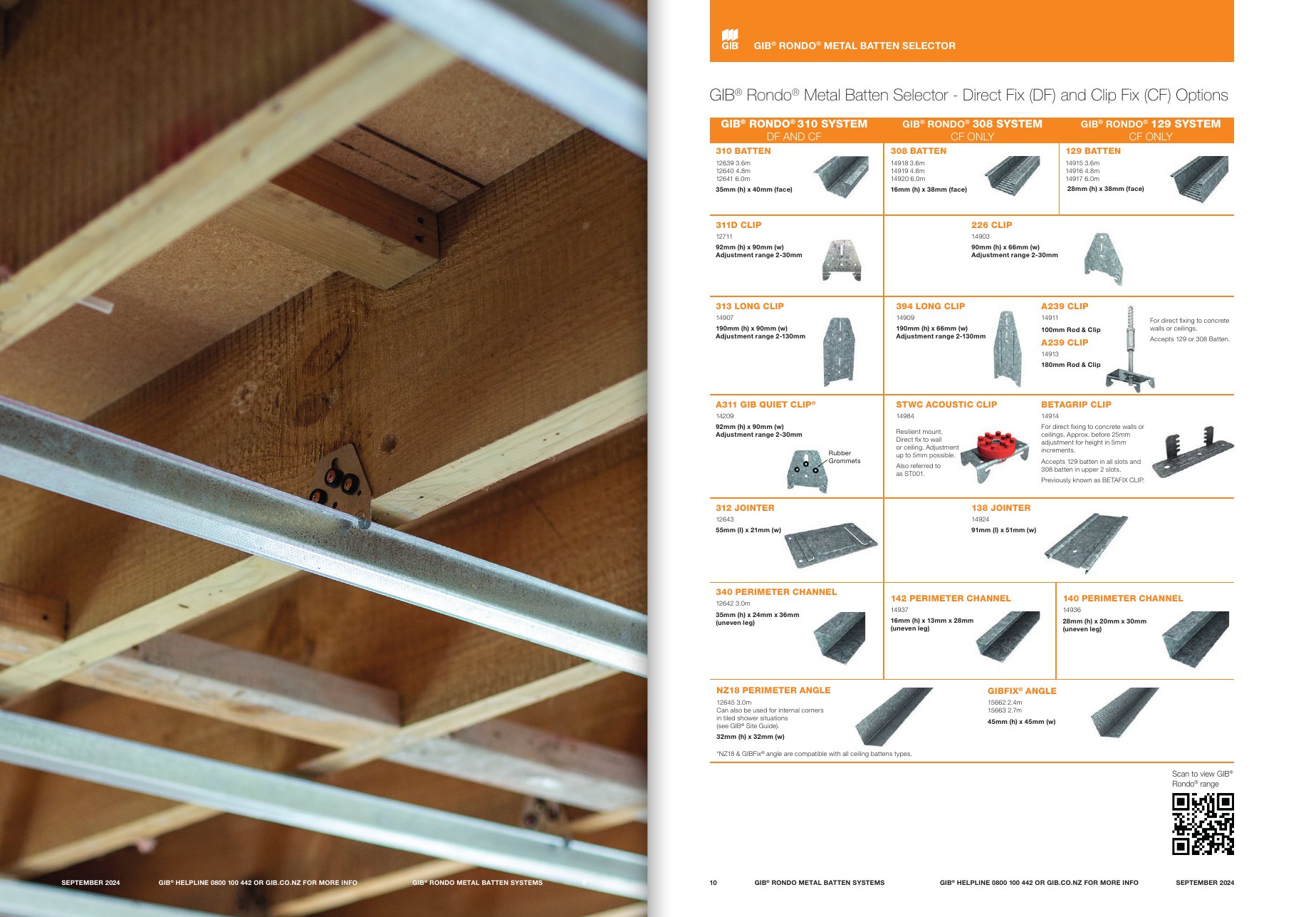 A spread from the GIB Rondo Metal Batten Systems manual