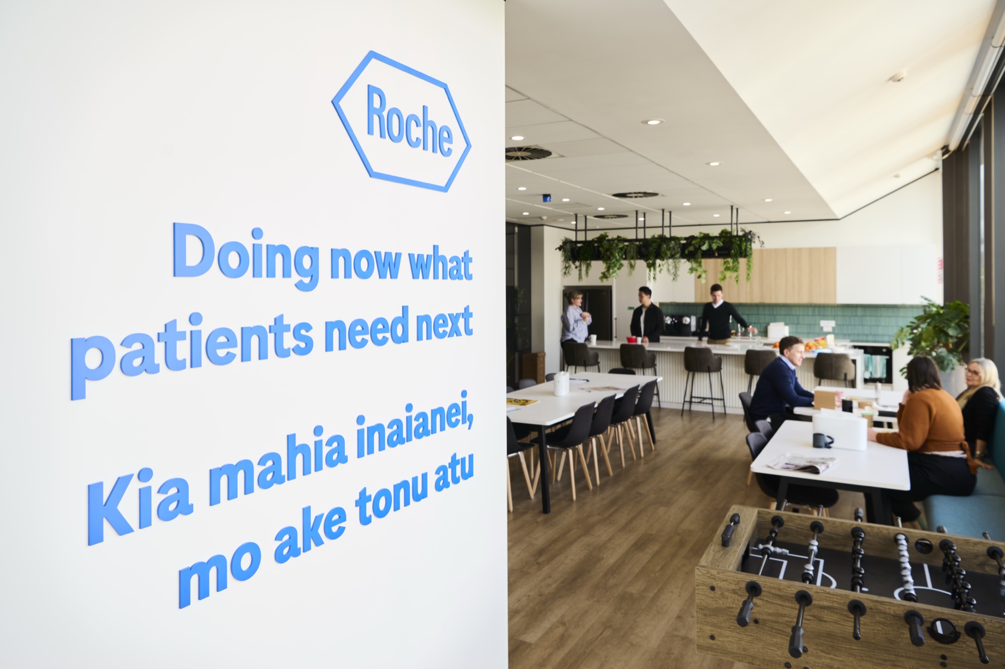 Doing now what patients need next, in English and te reo Māori, beside the staff area