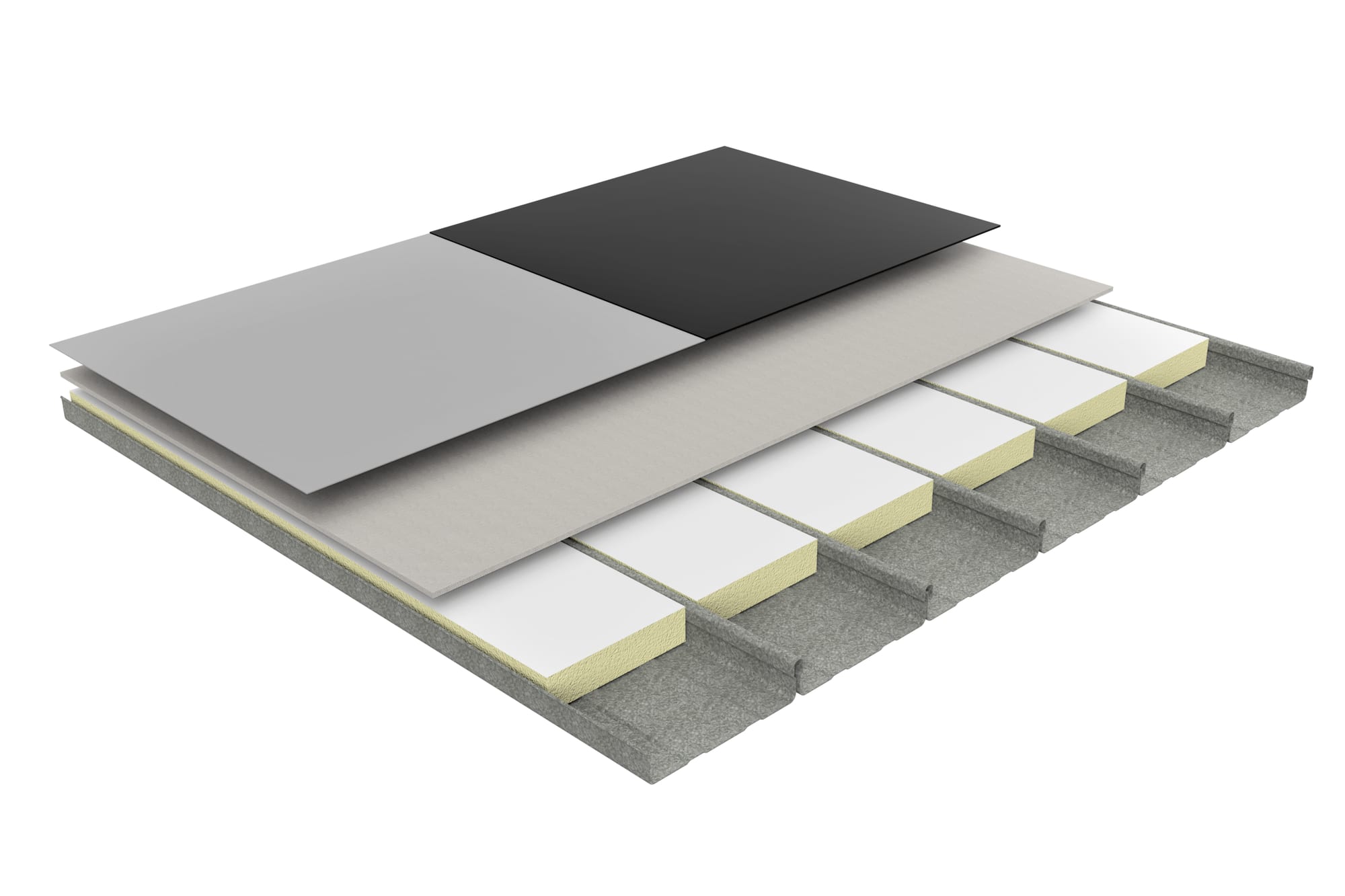 Exploded render of the Allco Recover Roof system