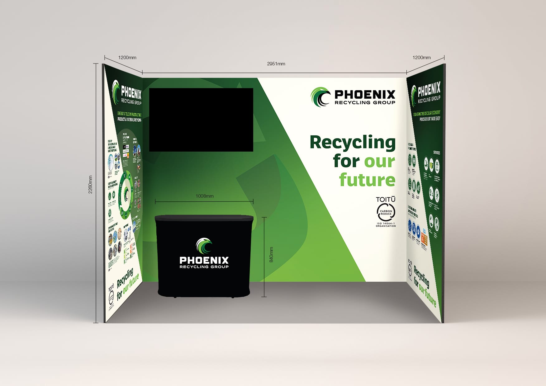 Mock-up of the Phoenix Recycling Group trade stand